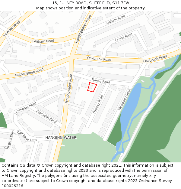 15, FULNEY ROAD, SHEFFIELD, S11 7EW: Location map and indicative extent of plot