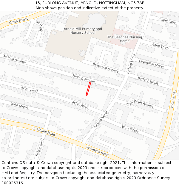 15, FURLONG AVENUE, ARNOLD, NOTTINGHAM, NG5 7AR: Location map and indicative extent of plot