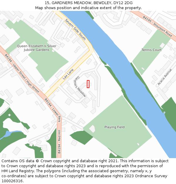 15, GARDNERS MEADOW, BEWDLEY, DY12 2DG: Location map and indicative extent of plot