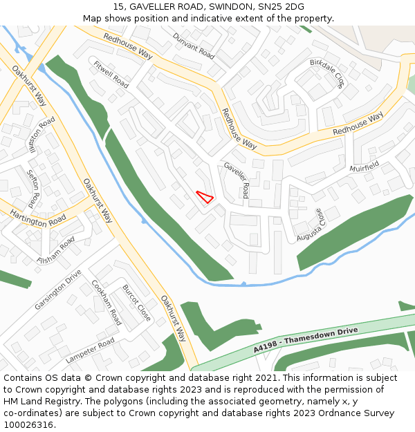 15, GAVELLER ROAD, SWINDON, SN25 2DG: Location map and indicative extent of plot