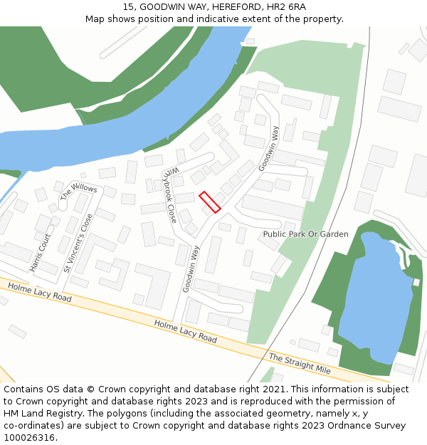 15, GOODWIN WAY, HEREFORD, HR2 6RA: Location map and indicative extent of plot
