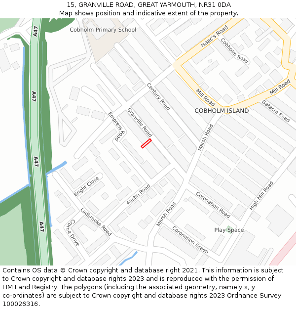 15, GRANVILLE ROAD, GREAT YARMOUTH, NR31 0DA: Location map and indicative extent of plot