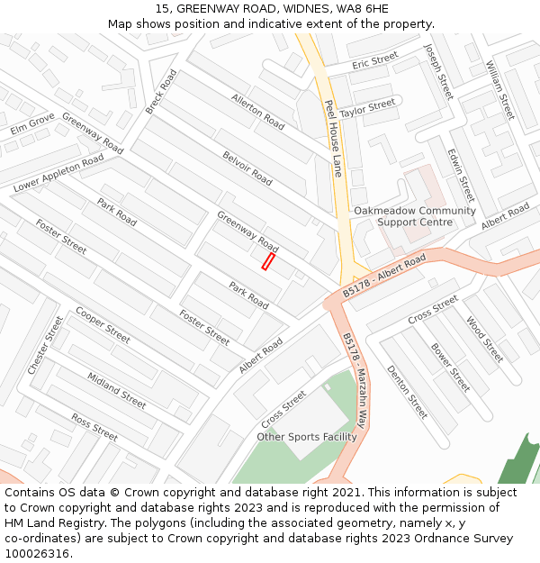 15, GREENWAY ROAD, WIDNES, WA8 6HE: Location map and indicative extent of plot