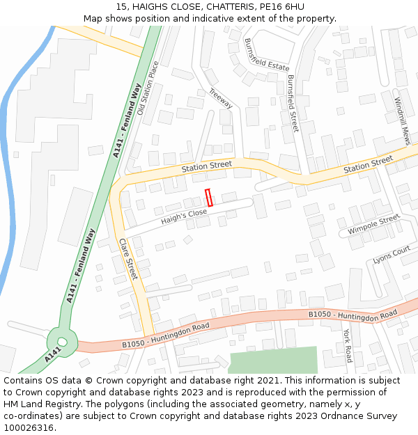 15, HAIGHS CLOSE, CHATTERIS, PE16 6HU: Location map and indicative extent of plot