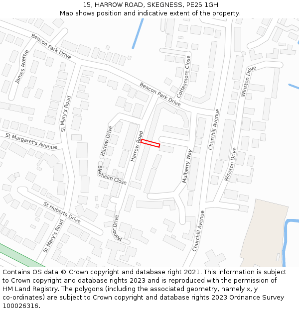 15, HARROW ROAD, SKEGNESS, PE25 1GH: Location map and indicative extent of plot
