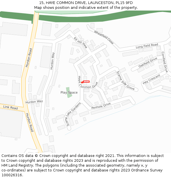 15, HAYE COMMON DRIVE, LAUNCESTON, PL15 9FD: Location map and indicative extent of plot