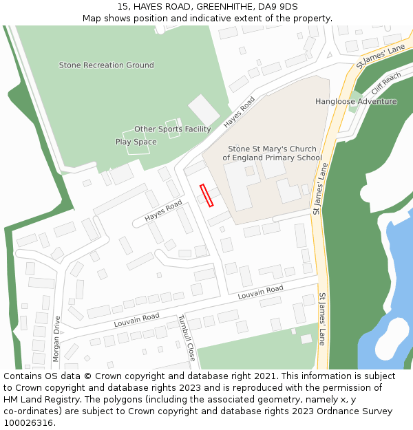 15, HAYES ROAD, GREENHITHE, DA9 9DS: Location map and indicative extent of plot