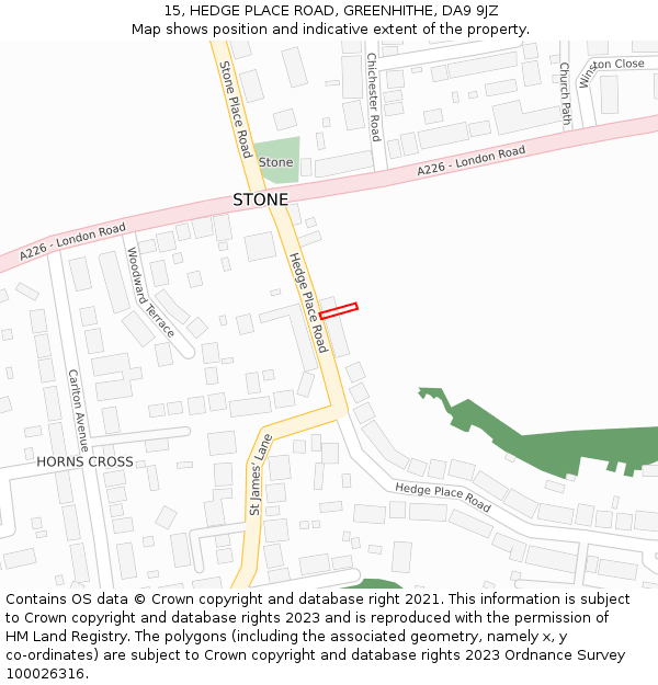 15, HEDGE PLACE ROAD, GREENHITHE, DA9 9JZ: Location map and indicative extent of plot
