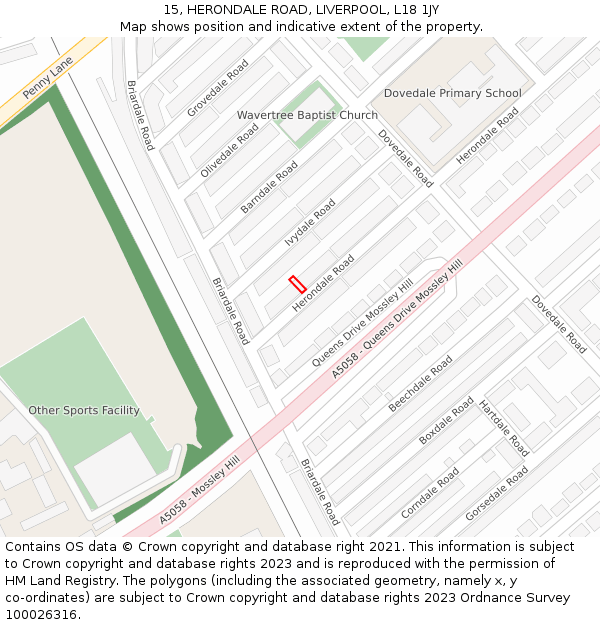 15, HERONDALE ROAD, LIVERPOOL, L18 1JY: Location map and indicative extent of plot