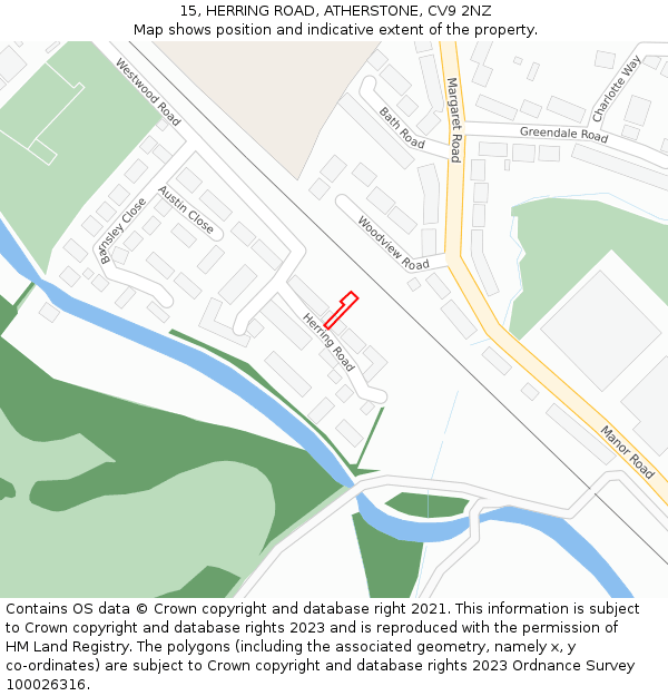 15, HERRING ROAD, ATHERSTONE, CV9 2NZ: Location map and indicative extent of plot