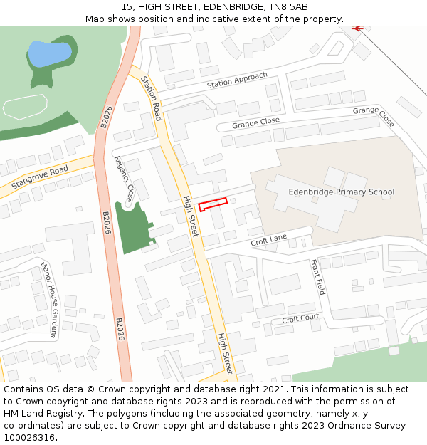15, HIGH STREET, EDENBRIDGE, TN8 5AB: Location map and indicative extent of plot