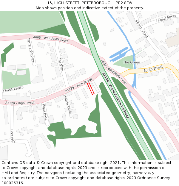 15, HIGH STREET, PETERBOROUGH, PE2 8EW: Location map and indicative extent of plot