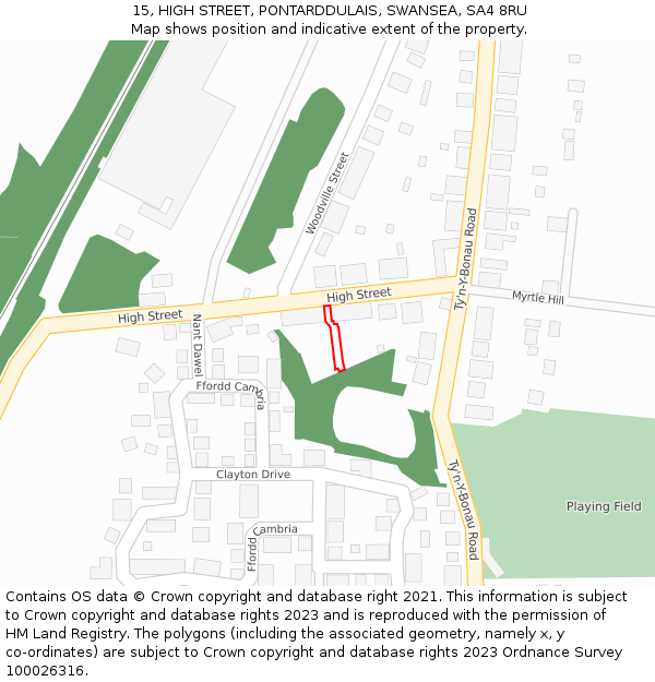 15, HIGH STREET, PONTARDDULAIS, SWANSEA, SA4 8RU: Location map and indicative extent of plot