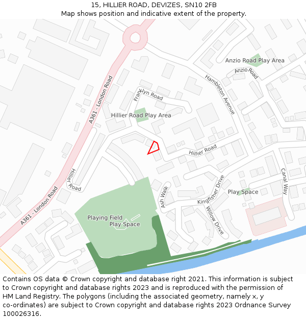 15, HILLIER ROAD, DEVIZES, SN10 2FB: Location map and indicative extent of plot
