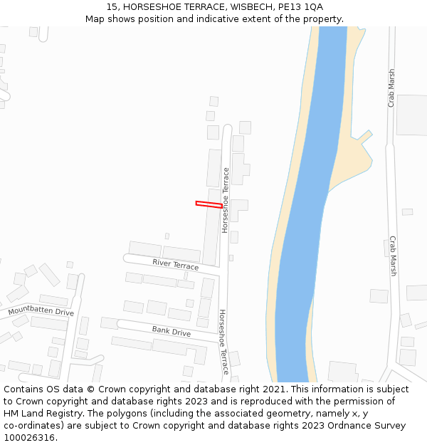 15, HORSESHOE TERRACE, WISBECH, PE13 1QA: Location map and indicative extent of plot