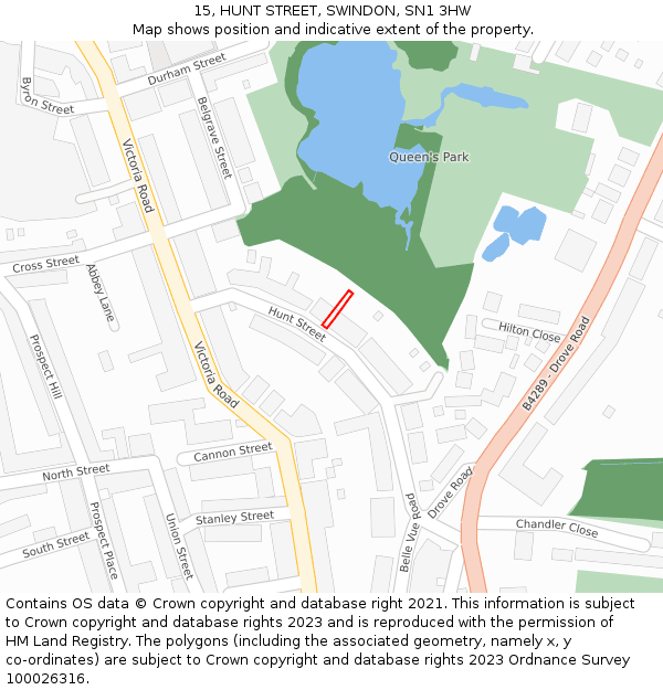 15, HUNT STREET, SWINDON, SN1 3HW: Location map and indicative extent of plot