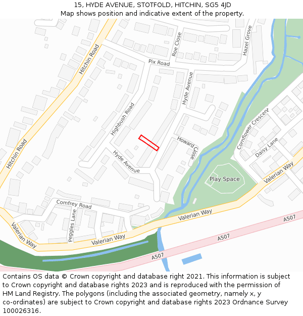 15, HYDE AVENUE, STOTFOLD, HITCHIN, SG5 4JD: Location map and indicative extent of plot