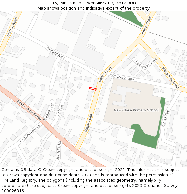 15, IMBER ROAD, WARMINSTER, BA12 9DB: Location map and indicative extent of plot