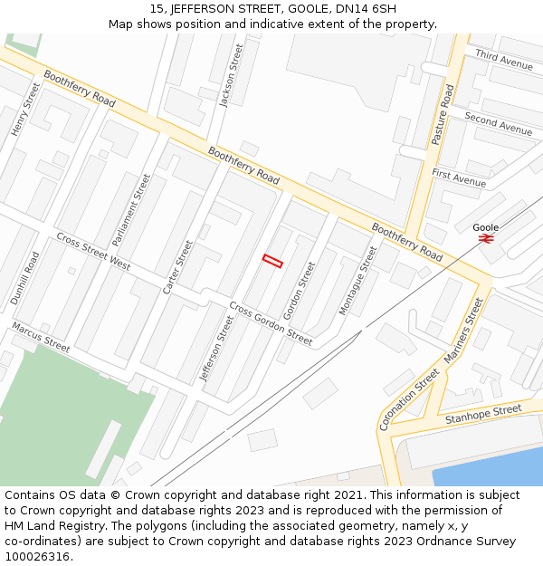 15, JEFFERSON STREET, GOOLE, DN14 6SH: Location map and indicative extent of plot