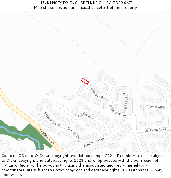 15, KILNSEY FOLD, SILSDEN, KEIGHLEY, BD20 9NZ: Location map and indicative extent of plot