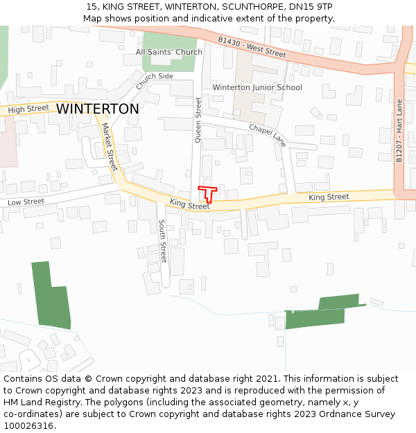 15, KING STREET, WINTERTON, SCUNTHORPE, DN15 9TP: Location map and indicative extent of plot