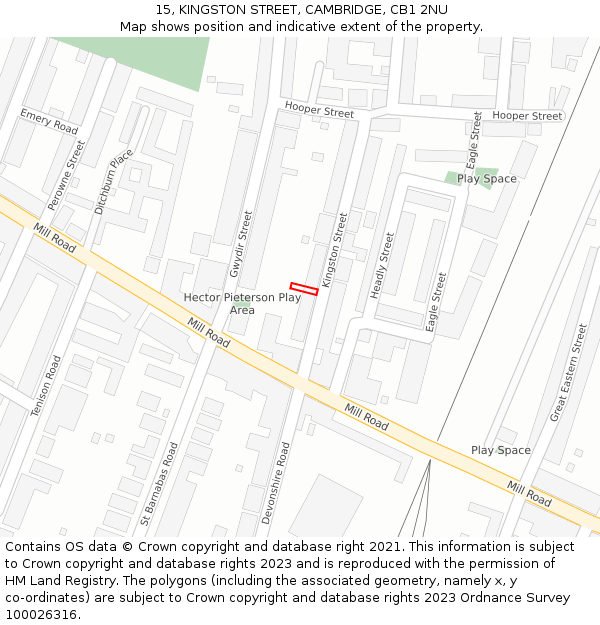 15, KINGSTON STREET, CAMBRIDGE, CB1 2NU: Location map and indicative extent of plot