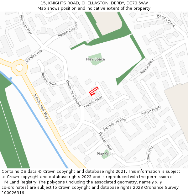 15, KNIGHTS ROAD, CHELLASTON, DERBY, DE73 5WW: Location map and indicative extent of plot