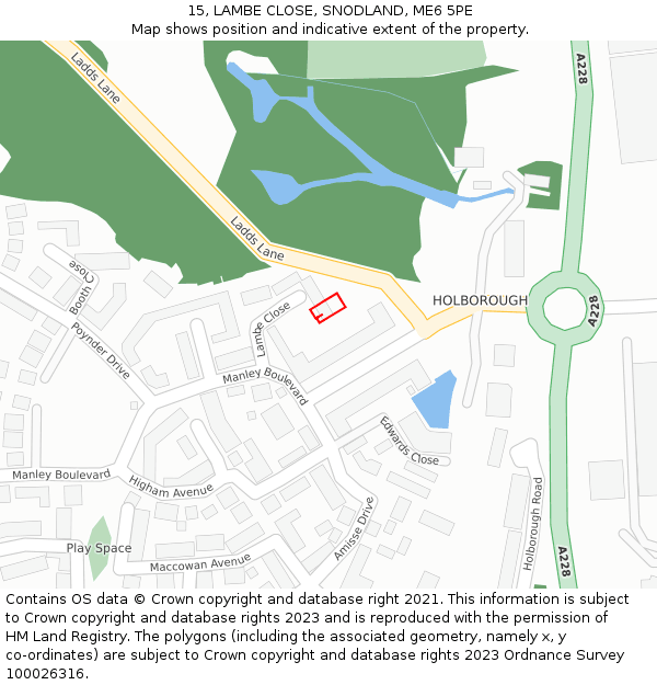 15, LAMBE CLOSE, SNODLAND, ME6 5PE: Location map and indicative extent of plot