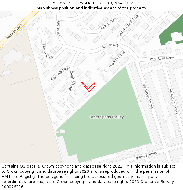 15, LANDSEER WALK, BEDFORD, MK41 7LZ: Location map and indicative extent of plot