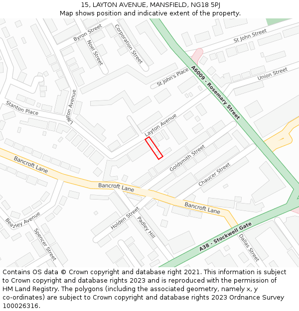 15, LAYTON AVENUE, MANSFIELD, NG18 5PJ: Location map and indicative extent of plot