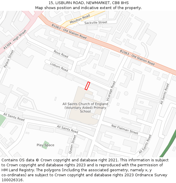 15, LISBURN ROAD, NEWMARKET, CB8 8HS: Location map and indicative extent of plot