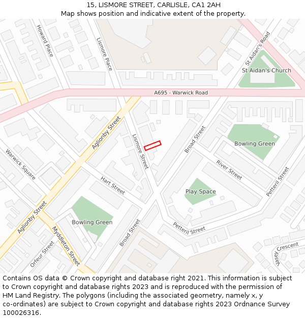 15, LISMORE STREET, CARLISLE, CA1 2AH: Location map and indicative extent of plot