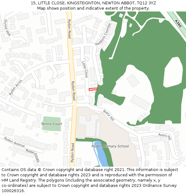 15, LITTLE CLOSE, KINGSTEIGNTON, NEWTON ABBOT, TQ12 3YZ: Location map and indicative extent of plot