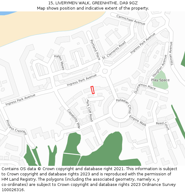 15, LIVERYMEN WALK, GREENHITHE, DA9 9GZ: Location map and indicative extent of plot