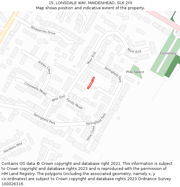 15, LONSDALE WAY, MAIDENHEAD, SL6 2YX: Location map and indicative extent of plot