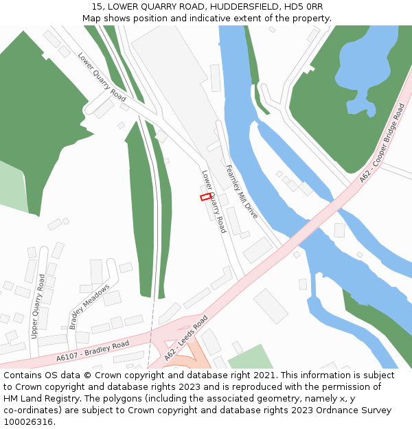15, LOWER QUARRY ROAD, HUDDERSFIELD, HD5 0RR: Location map and indicative extent of plot