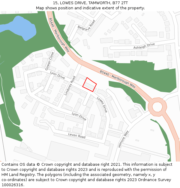 15, LOWES DRIVE, TAMWORTH, B77 2TT: Location map and indicative extent of plot