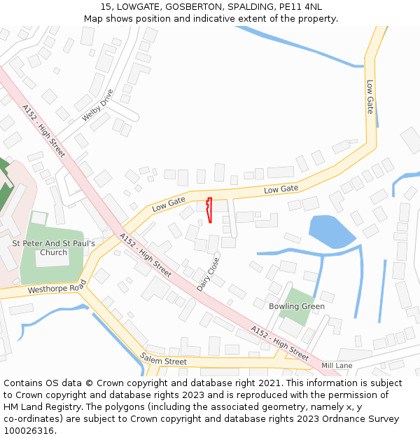 15, LOWGATE, GOSBERTON, SPALDING, PE11 4NL: Location map and indicative extent of plot