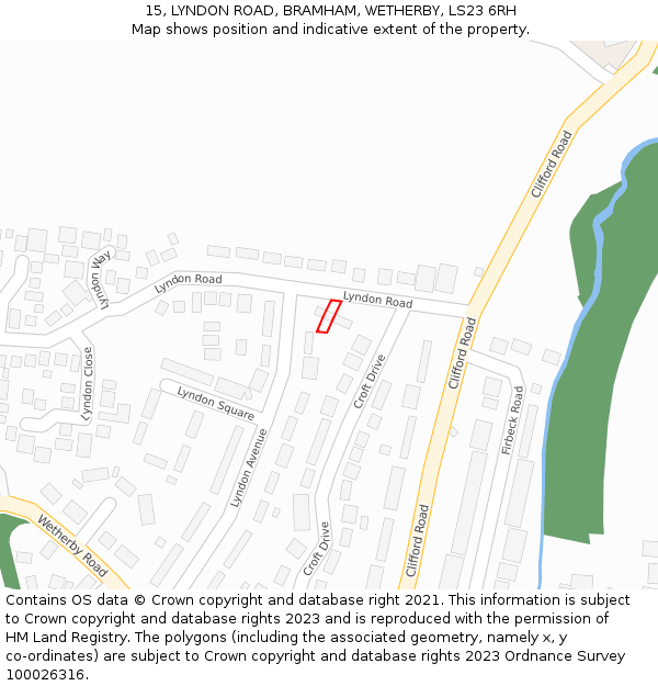 15, LYNDON ROAD, BRAMHAM, WETHERBY, LS23 6RH: Location map and indicative extent of plot
