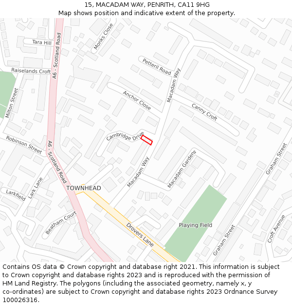 15, MACADAM WAY, PENRITH, CA11 9HG: Location map and indicative extent of plot
