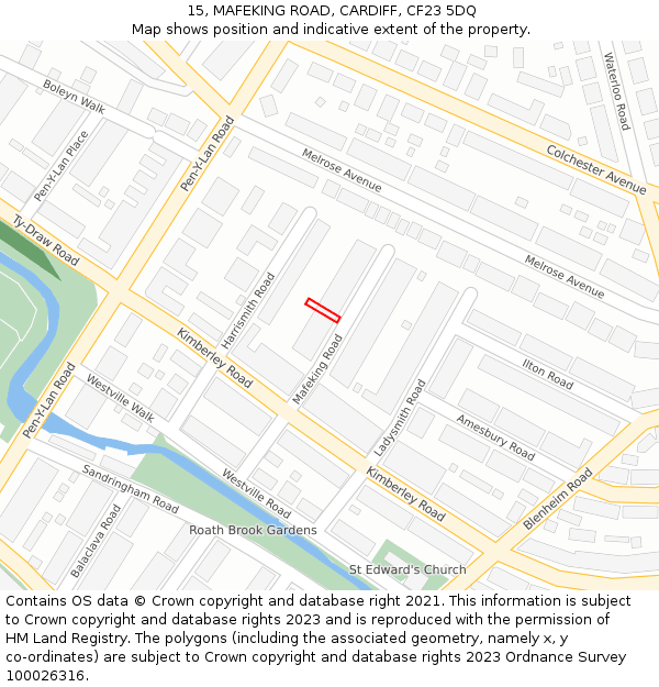 15, MAFEKING ROAD, CARDIFF, CF23 5DQ: Location map and indicative extent of plot