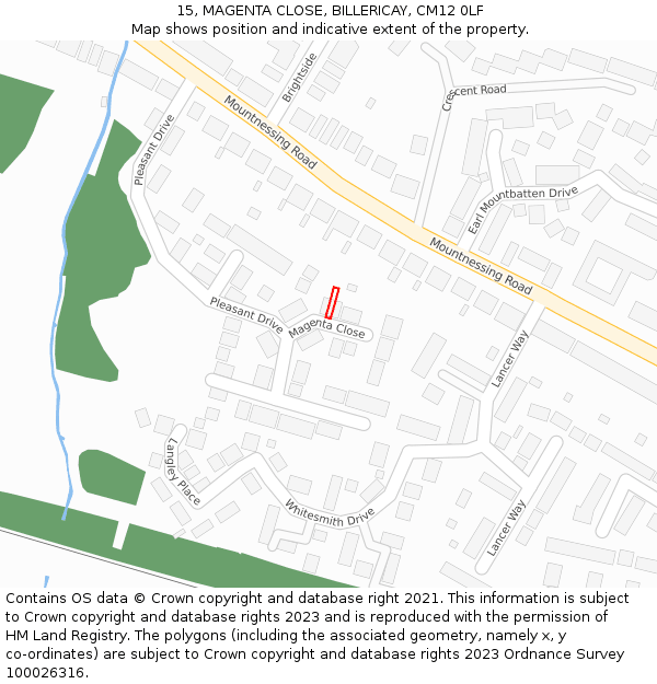 15, MAGENTA CLOSE, BILLERICAY, CM12 0LF: Location map and indicative extent of plot