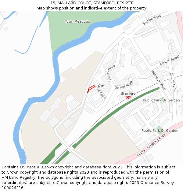 15, MALLARD COURT, STAMFORD, PE9 2ZE: Location map and indicative extent of plot