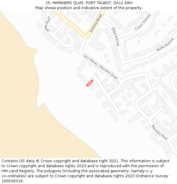 15, MARINERS QUAY, PORT TALBOT, SA12 6AN: Location map and indicative extent of plot