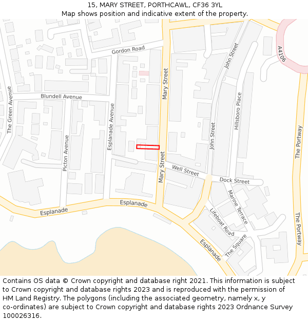 15, MARY STREET, PORTHCAWL, CF36 3YL: Location map and indicative extent of plot