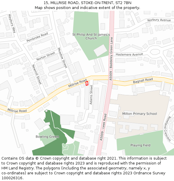 15, MILLRISE ROAD, STOKE-ON-TRENT, ST2 7BN: Location map and indicative extent of plot