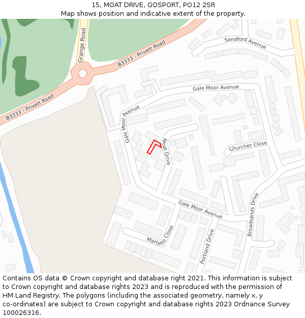 15, MOAT DRIVE, GOSPORT, PO12 2SR: Location map and indicative extent of plot