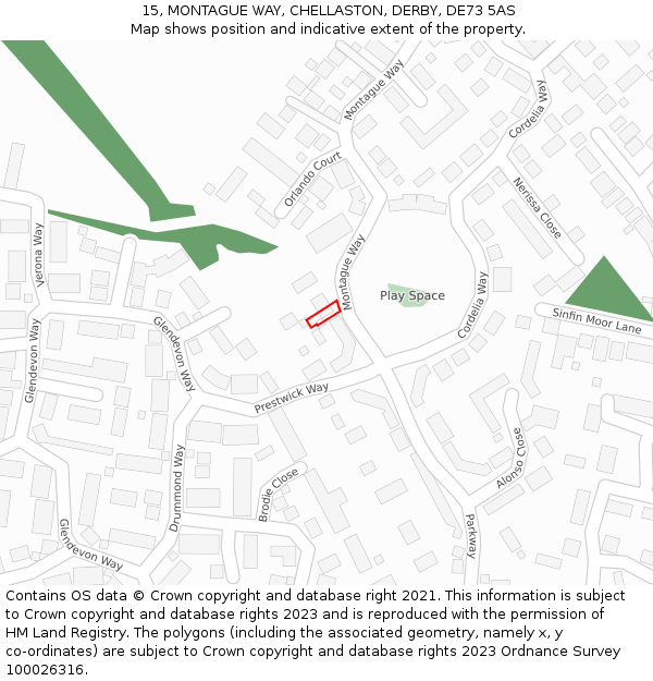 15, MONTAGUE WAY, CHELLASTON, DERBY, DE73 5AS: Location map and indicative extent of plot