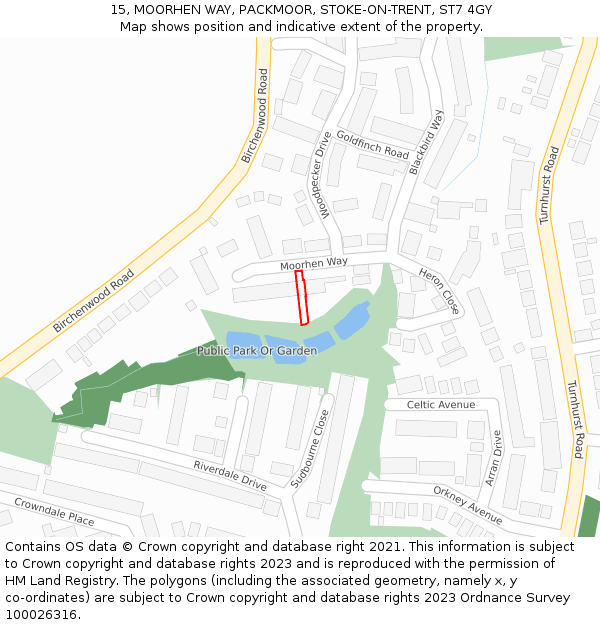 15, MOORHEN WAY, PACKMOOR, STOKE-ON-TRENT, ST7 4GY: Location map and indicative extent of plot