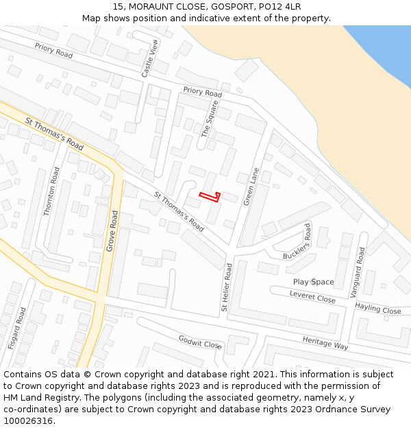 15, MORAUNT CLOSE, GOSPORT, PO12 4LR: Location map and indicative extent of plot